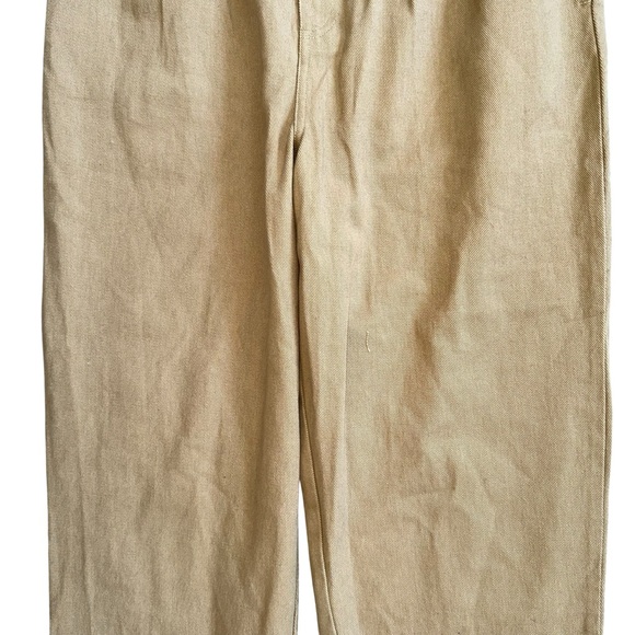 Lucy & Yak Tan Pleated Front Organic Cotton Elastic Back Trousers Size 32 - Picture 3 of 9